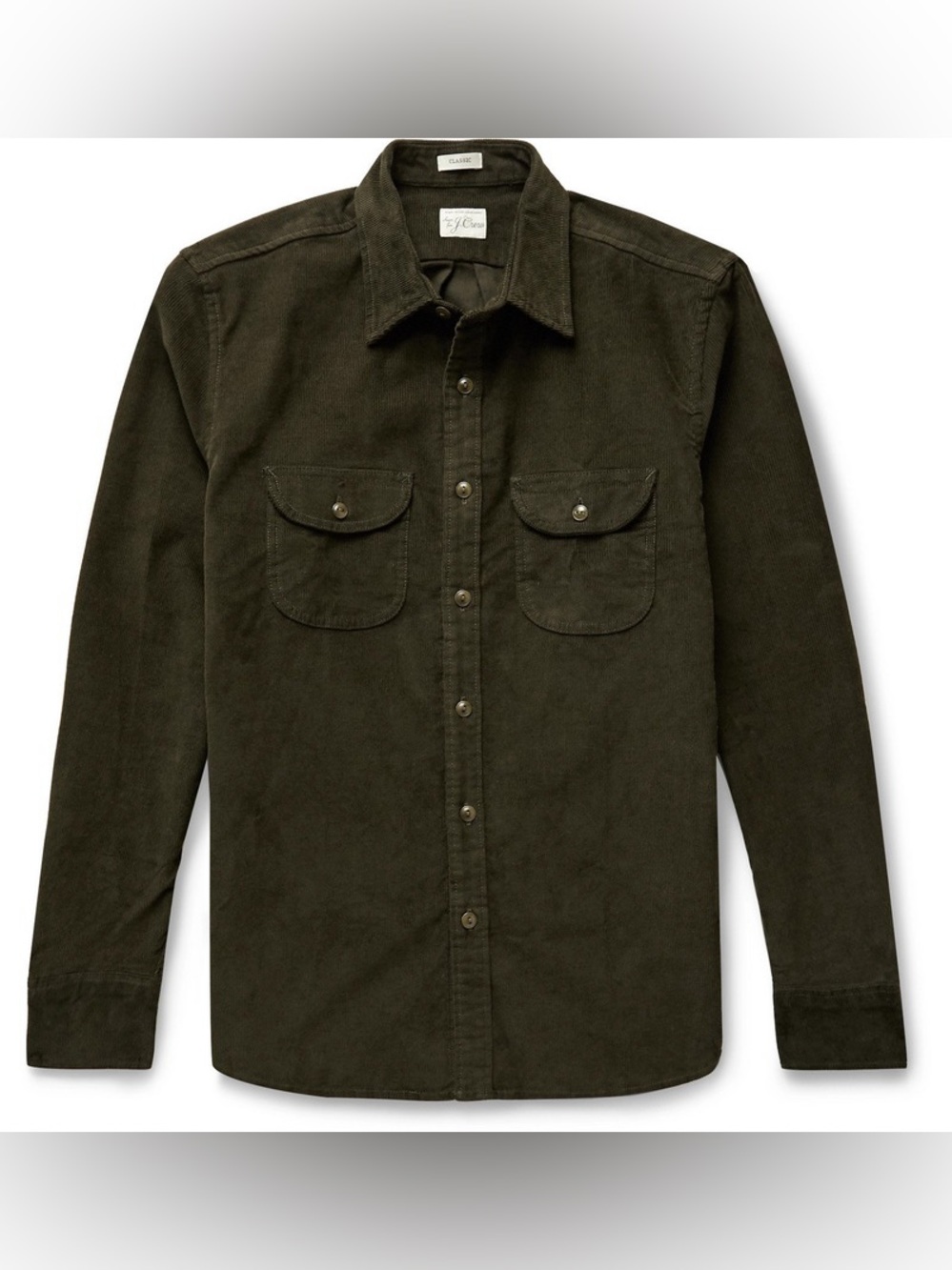 J. Crew Olive Green Corduroy Button-Down Overshirt
